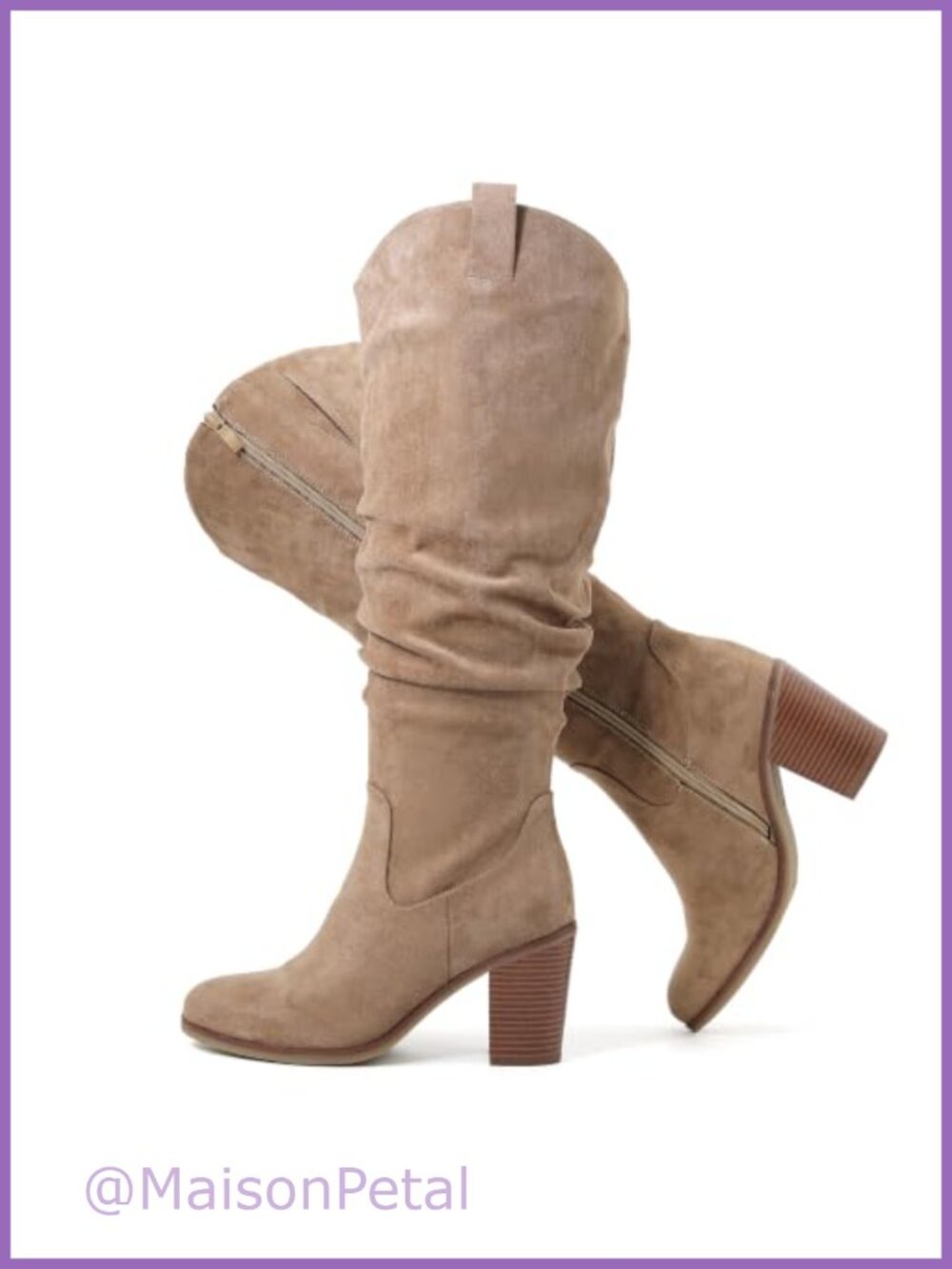 Extra Wide Calf Knee High Cowboy Boots Memory Foam Block Heel